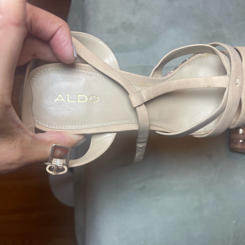 Aldo Women's Pink Strappy Wedge Sandals - Neutral Pink - Picture 9 of 9